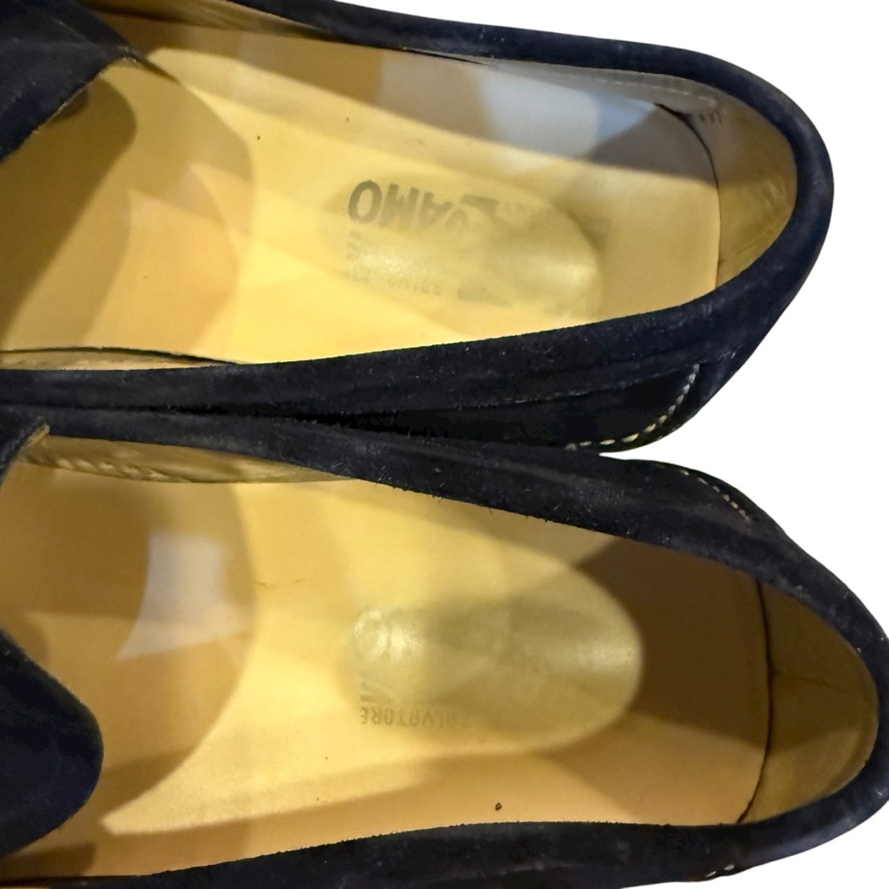 Salvatore Ferragamo Men’s Parigi Navy Blue Suede Driving Loafers Sz 13 - Picture 9 of 13